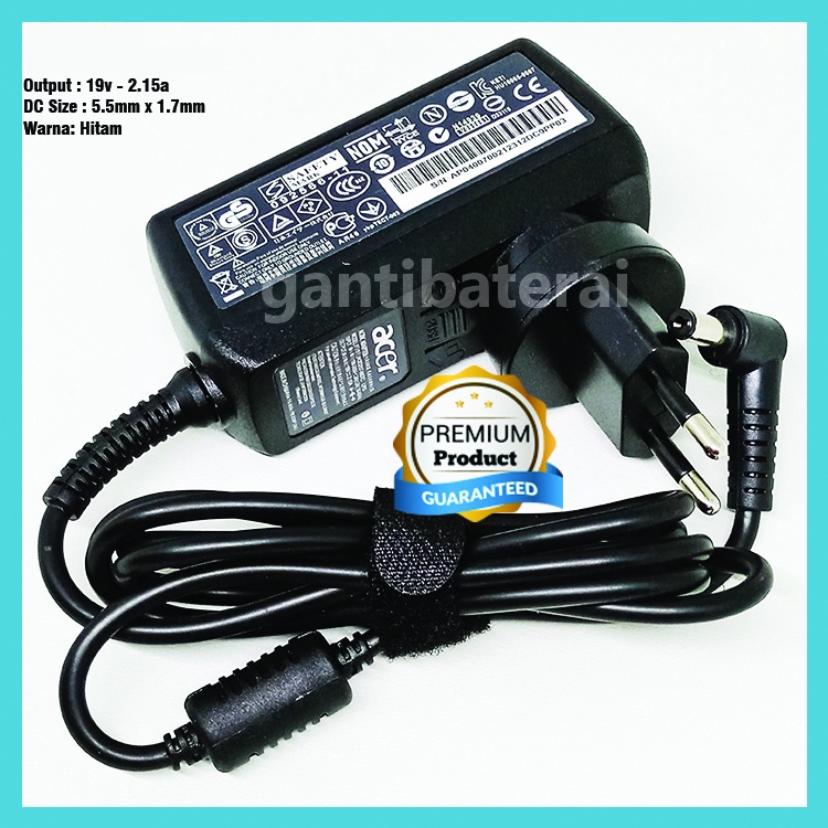 Adaptor Charger Acer 532H D255 D257 D260 D270 722 725 756 V5-131 V5-121 ZG5 A150 19V-2.15A