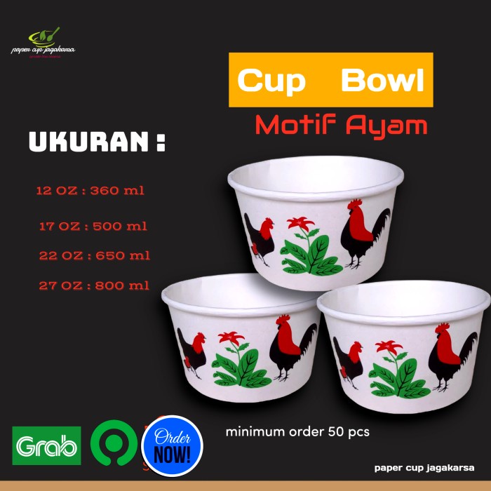 [Mangkok] Paper Bowl Ayam Jago Mangkok Kertas Tahan Panas [Stok]