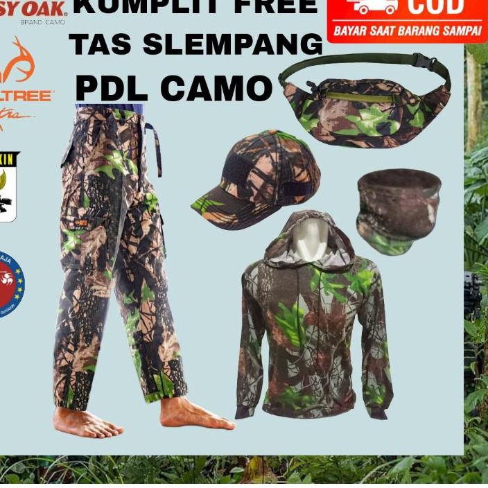 ➸ setelan baju hunting berburu full set tas ~ celana camo pdl ☚