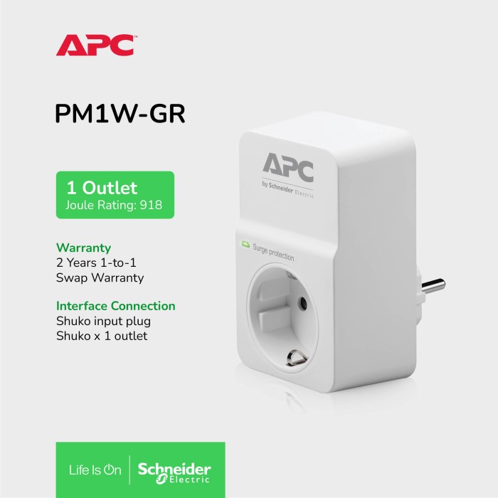 Apc Surge Protector Pm1Wgr / Pm1W-Gr Colokan Anti Petir