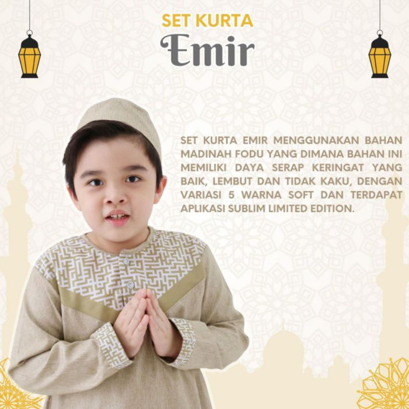 Koko Kurta Emir by Ali Brothers 4-11Thn Original set plus pecinya