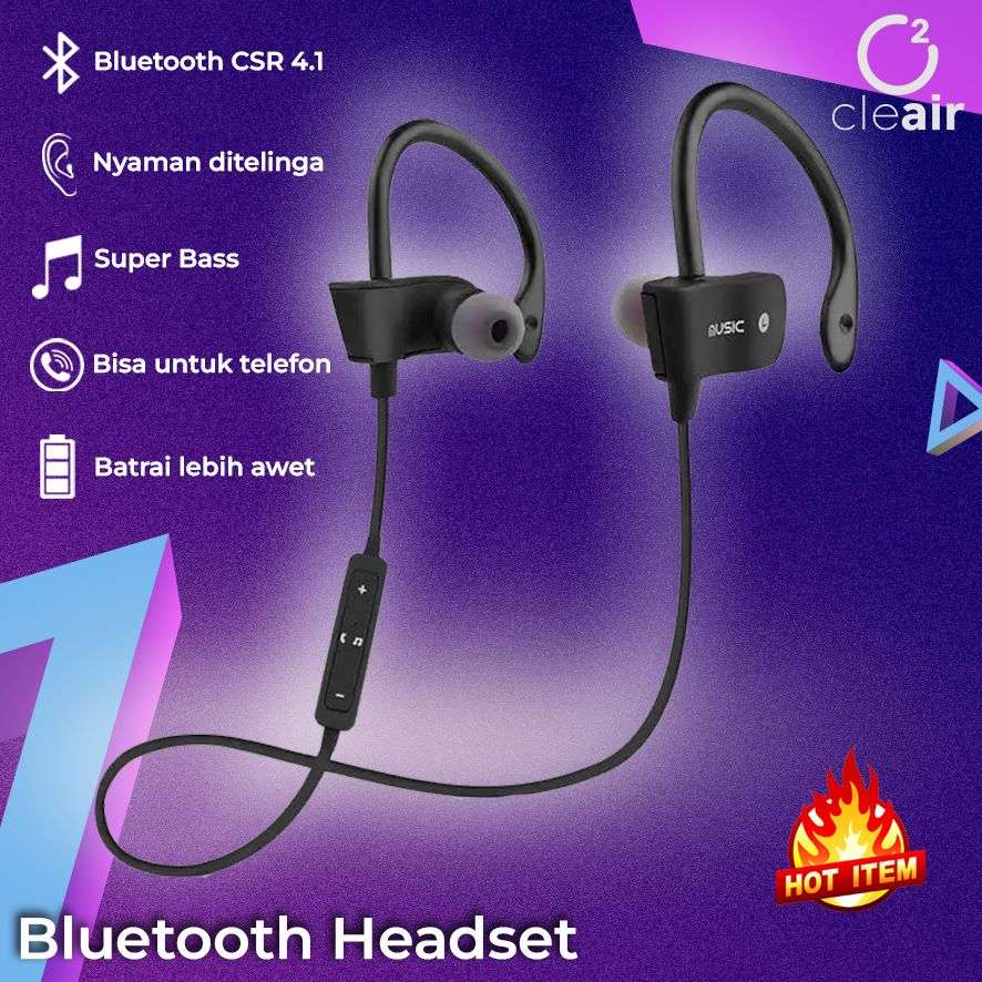 CleAir O2 - Headset Bluetooth Original Full Super Bass Terbaik Termurah Murah Gratis Ongkir