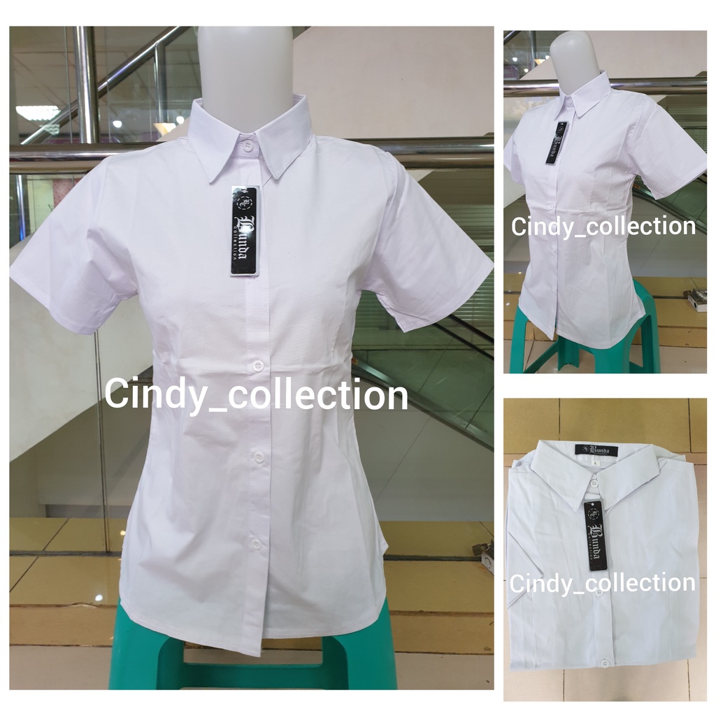 Kemeja Wanita Putih Lengan Pendek Polos Kantor Kerja Formal Katun Stretch Kemeja Putih Cewek Putih K