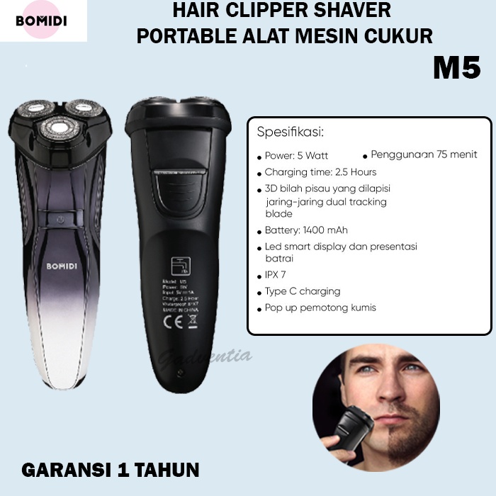 BOMIDI M5 Alat Cukur Elektric Shaver Wireless Listrik Hitam Electrik Razor Men Rambut Kumis Jenggot 