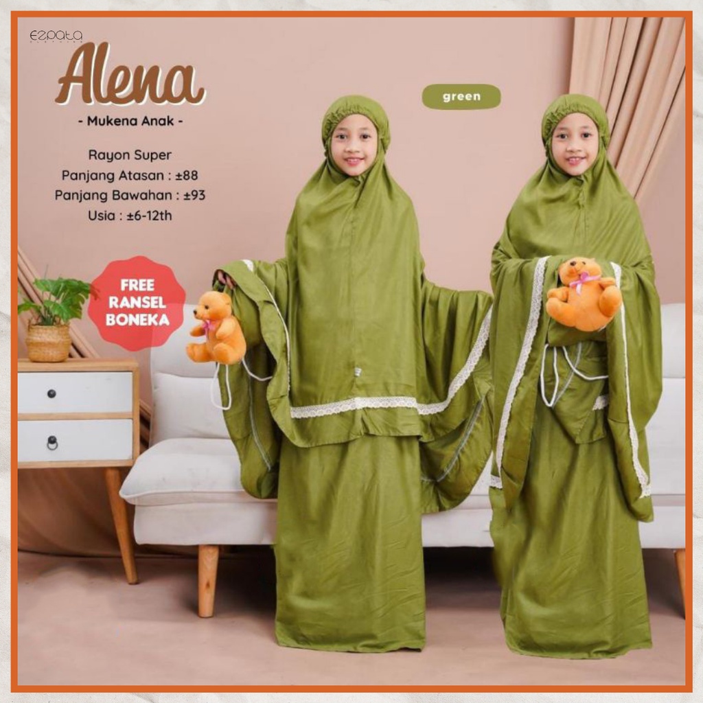 Ezpata Mukena Anak Polos Lucu Rukuh Rukuh Putusan Renda Free Tas Boneka Bahan Rayon Premium Adem dan Halus Terbaru 2023