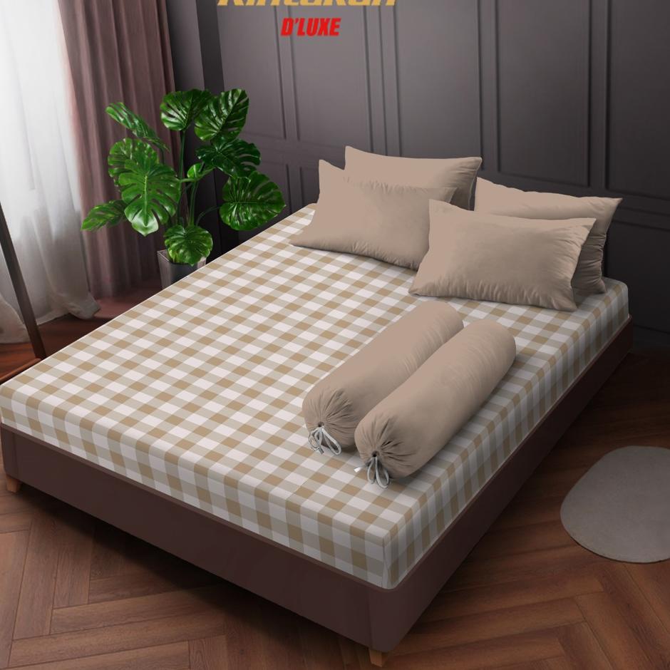 ♜ Kintakun Sprei Flat /200 Litani Aesthetic Dluxe Microtex Coklat ♙