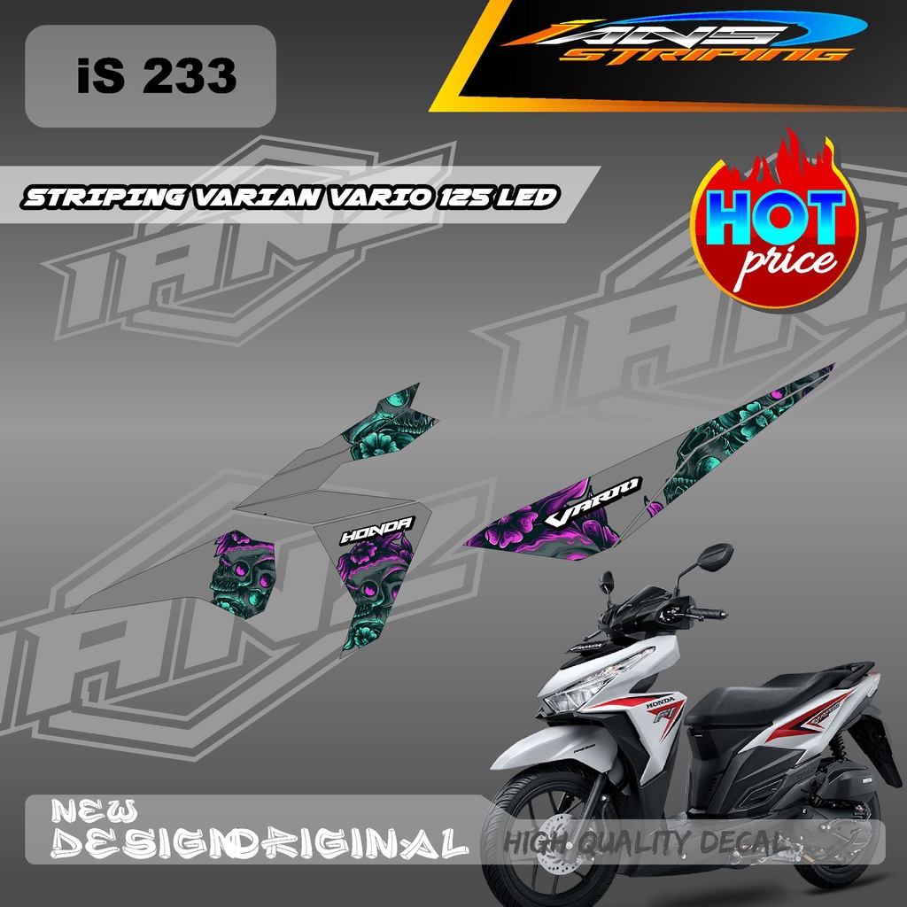 TERBARU STIKER BODY HONDA VARIO 125 LED KONSEP SKULL / TENGKORAK MENGGUNAKAN BAHAN BERKUALITAS DAN TIDAK MUDAH PUDAR / STIKER HONDA VARIO 125 LED / DECAL STIKER KERETA VARIO 125 LED IS233