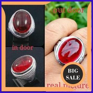 last stok BATU CINCIN AKIK MERAH SIAM PECAH SERIBU DENGAN RING TANAM ANTI LUNTUR 140ZZ3