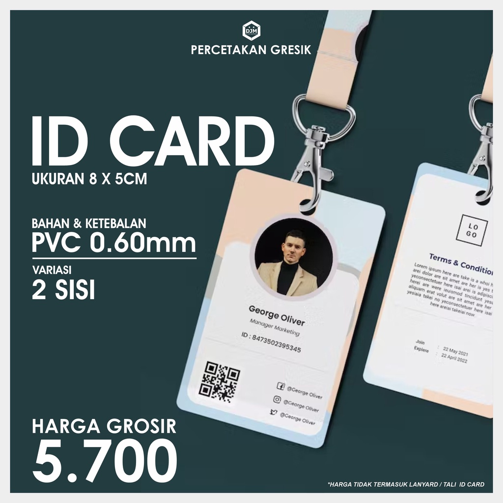 

CETAK ID CARD, KARTU IDENTIAS | 2 SISI | TEBAL BAHAN PVC GLOSY CUSTOME DESAIN