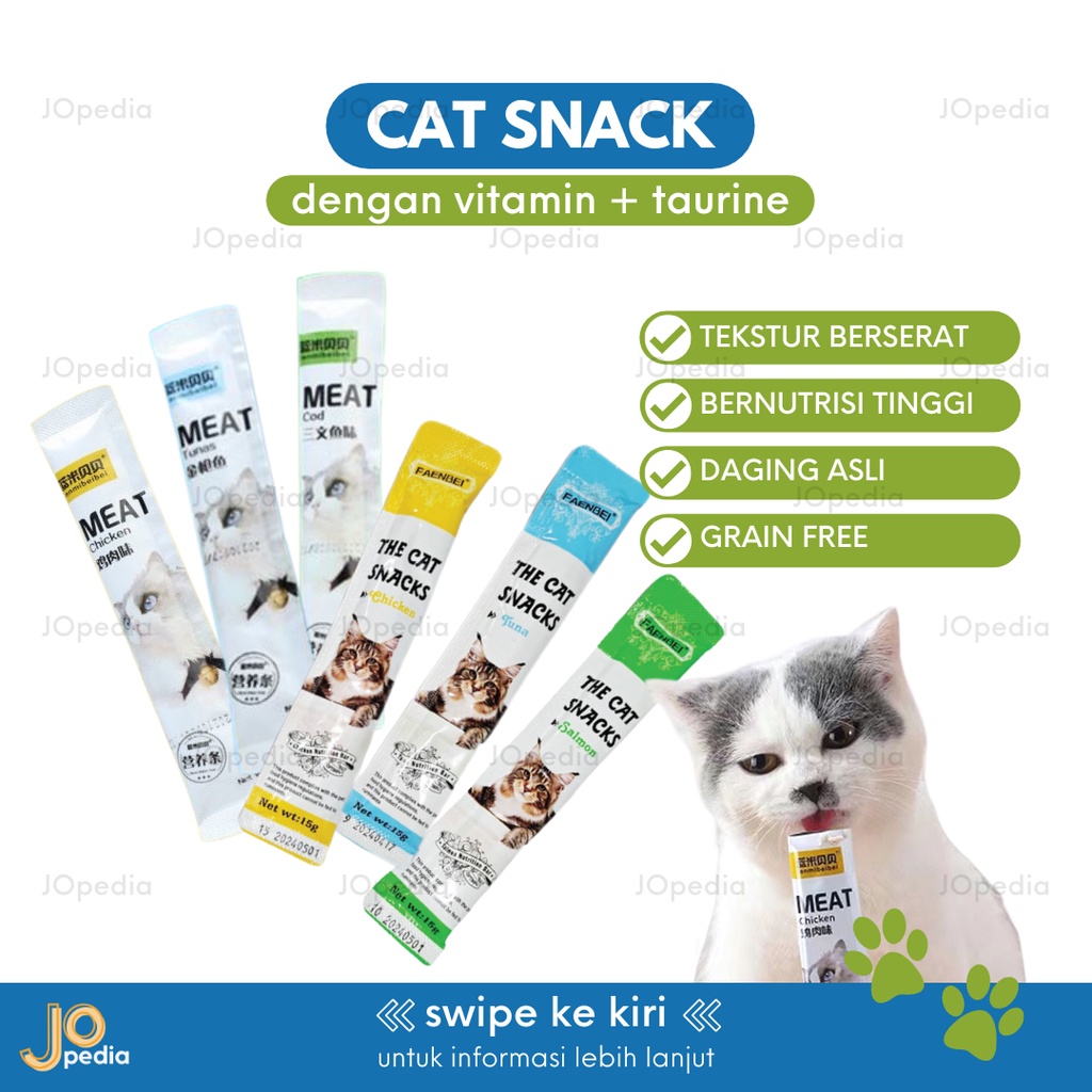 CAT SNACK Kucing Cemilan Makanan Basah Strip Cat Creamy Treats Liquid