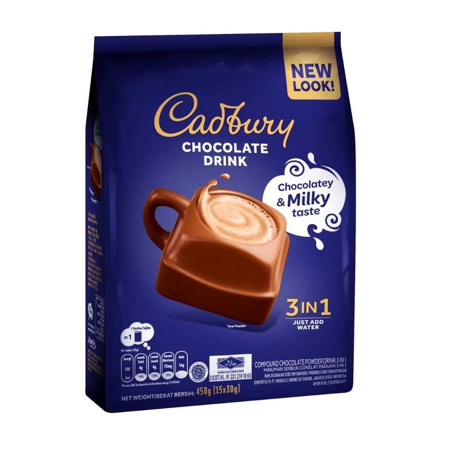 

♞ Cadbury Hot Chocolate Drink 3 in 1 Regular 450g, minuman coklat premium ♧