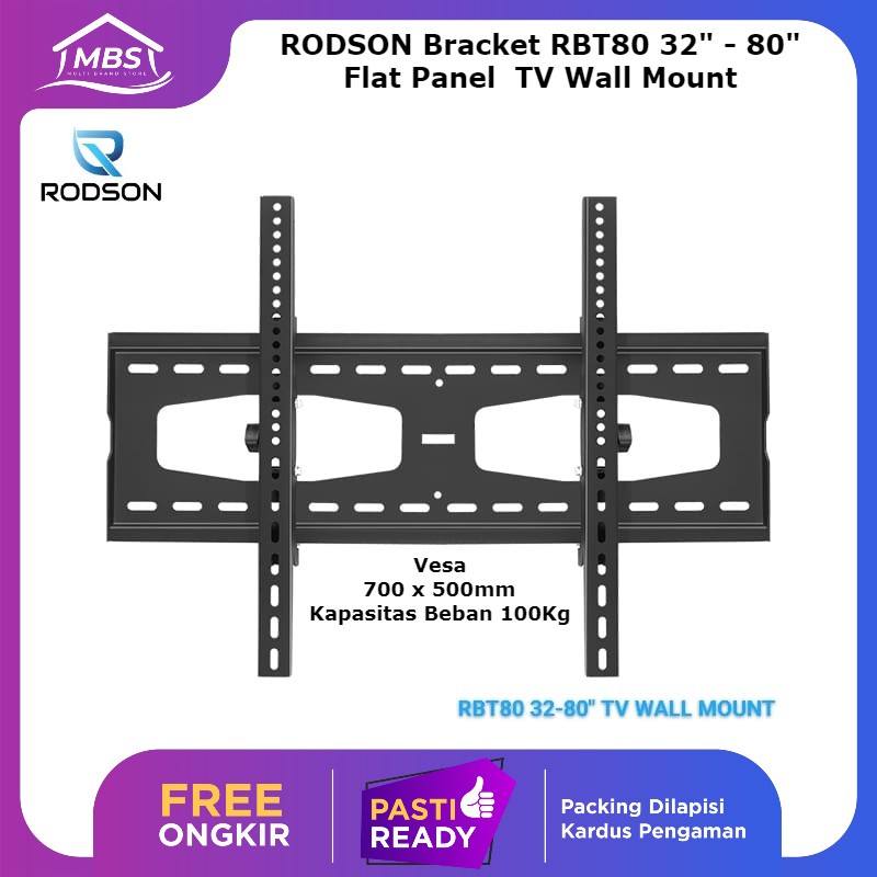 RODSON RBT80 Bracket TV Monitor LCD LED PDP 32"-80" inch Breket Flat Panet TV Wall Mount Tilt