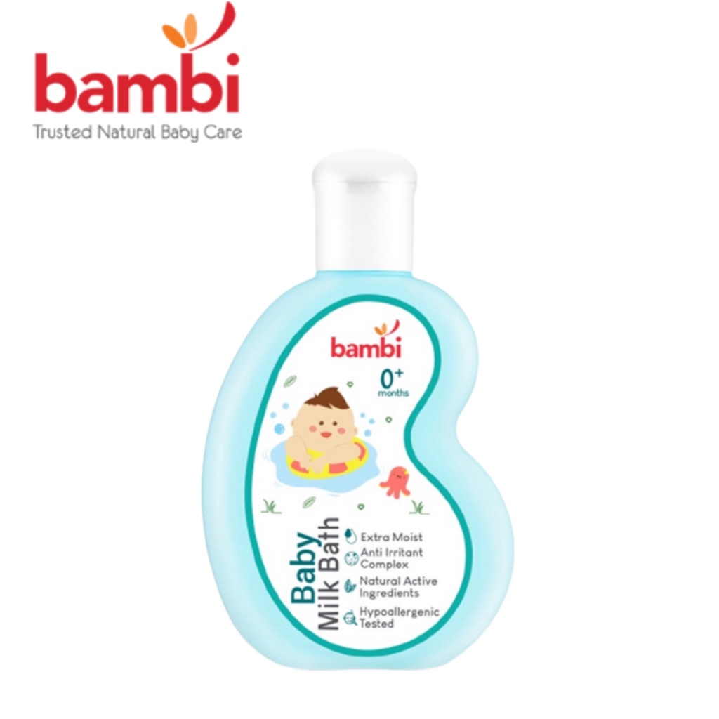 Bambi Baby Milk Bath Extra Moist 100ml | Sabun Bayi Kaya Protein Susu Nabati | Kulit Bayi Normal - Sensitif | PH Balance