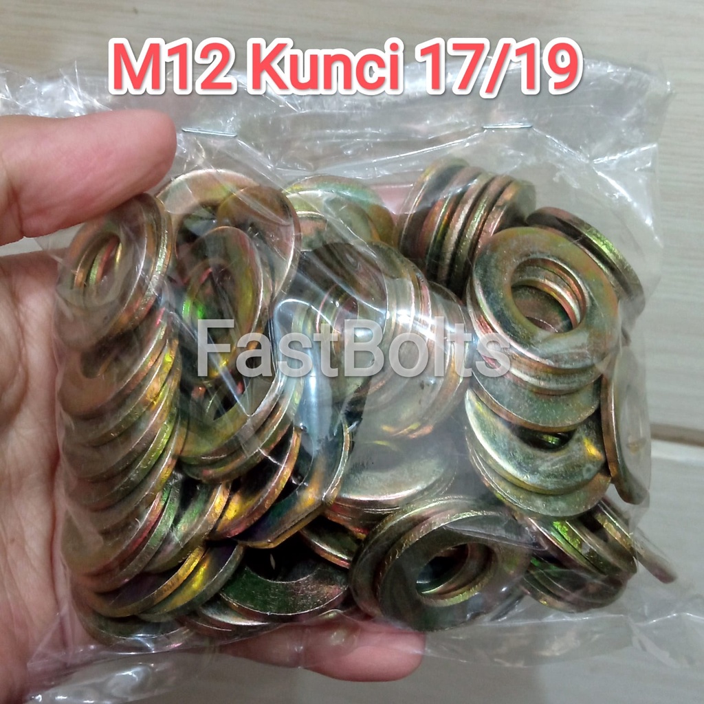 [100 PCS]  Ring Baut Kunci 17 atau 19 Tebal 2,2mm / Ring Plat M12 Sangat Tebal