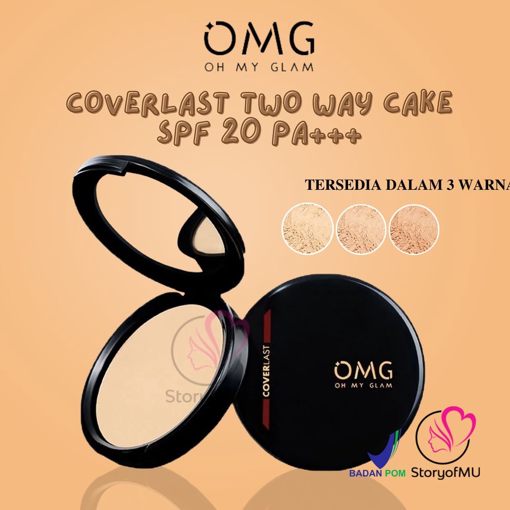 OMG Oh My Glam Coverlast Two Way Cake 12gr | Bedak Padat | Kontrol Minyak 8 Jam Flawless Boss | Blur Effect TWC Compact Powder
