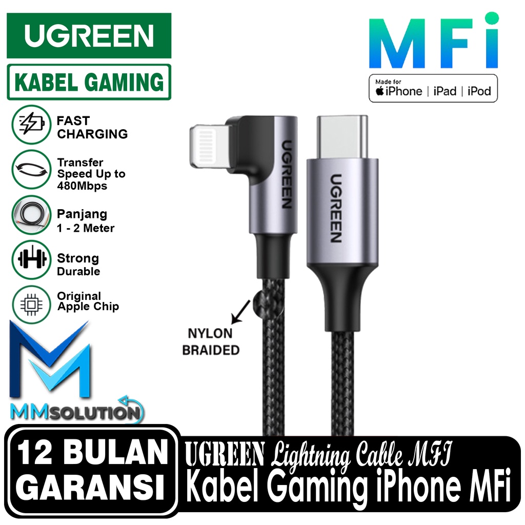 UGREEN MFI Kabel Fast Charging GAMING 36W Type C to Lightning iPhone