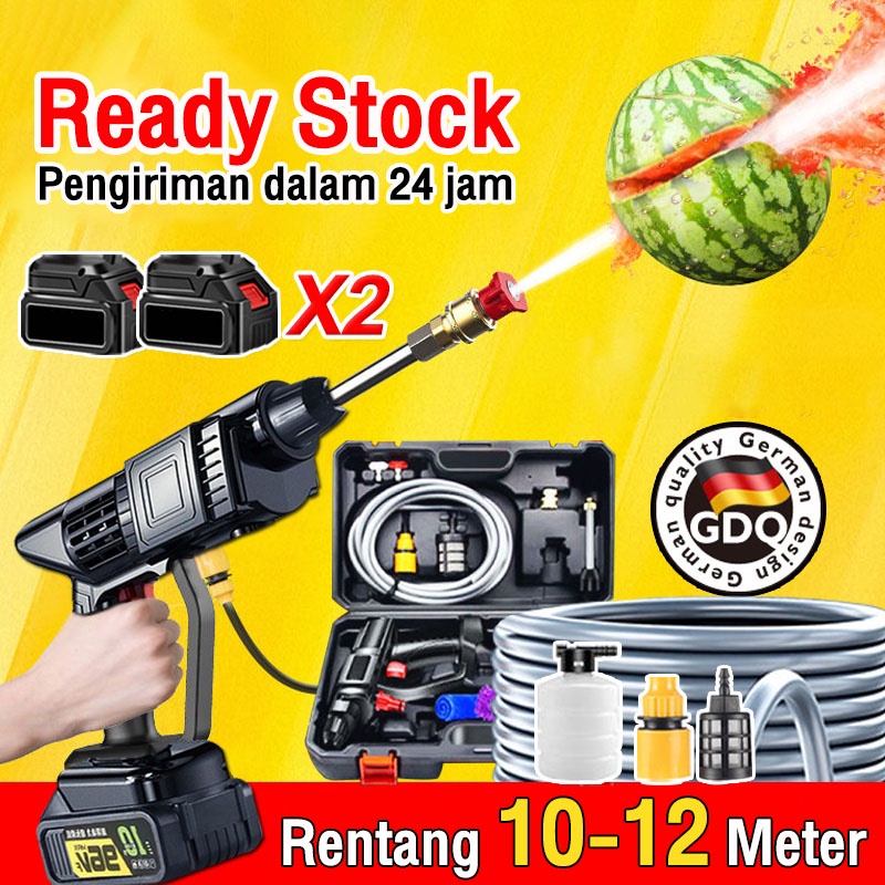 Reaim Alat cuci mobil baterai High pressure cleaner 199 Volt 90bar mesin cuci motor baterai cuci motor mesin cuci mobil Memiliki tekanan air yang kuat hingga jarak 10 m Model: reaim-xcj001