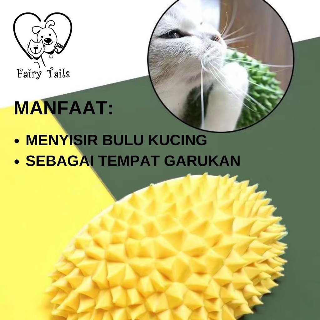 Sikat dan Mainan Catnip Bentuk Durian Untuk Kucing Anabul / Sisir Bulu Duren Untuk Menyikat Bulu Rontok Puzzle Mainan Tempat Papan Garukan Kucing Bubuk Catnip / Durian Comb Catnip Toy for Cats