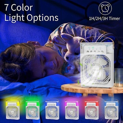 AC Mini Ac Mini Portable Kipas V3 Air Cooler Fan 7 Colors LED - 600ML + Kipas(V7X5) AC Mini USB Bisa