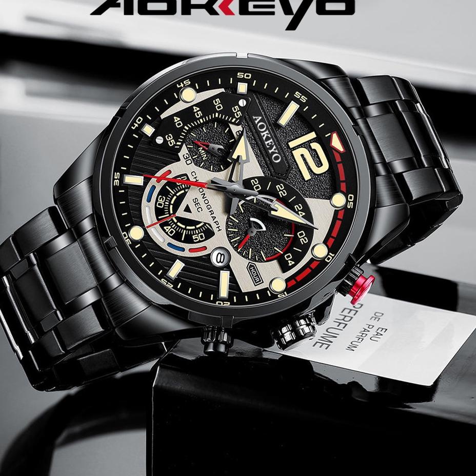 ✨Promo✨ Hari Ini AOKEYO G107 Jam Tangan Pria Original Modis Analog Luxury Stainless Steel Tahan Air 