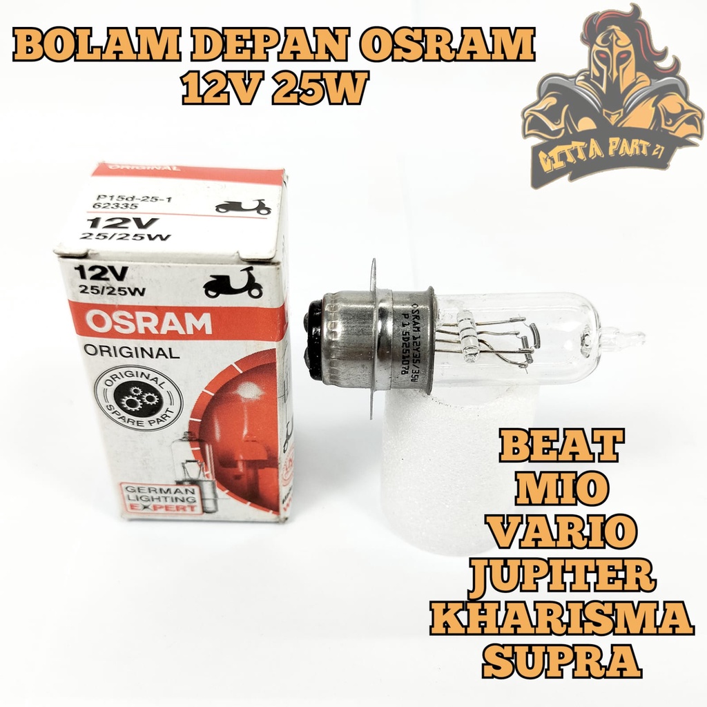 BOLAM DEPAN OSRAM KAKI 1 BUAT SEMUA MOTOR MATIC DAN BEBEK KUALITAS ASLI ORIGINAL OSRAM BEAT VARIO 110 125 150 SCOOPY SPACY SUPRA 125 SUPRA X SUPRA FIT BLADE REVO ABSOLUTE REVO LAMA GRAND LEGENDA ASTREA MIO KARISMA JUPITER Z