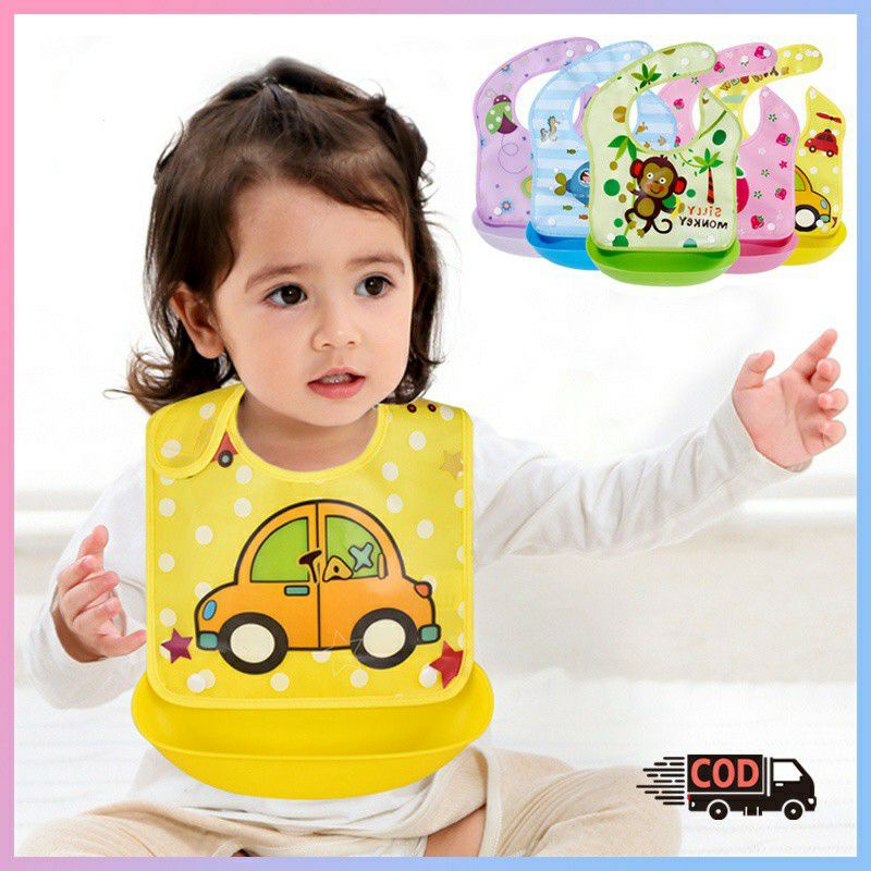 Celemek Makan Bayi Slabber Silikon Plastik Waterproof Eva Bayi Bib
