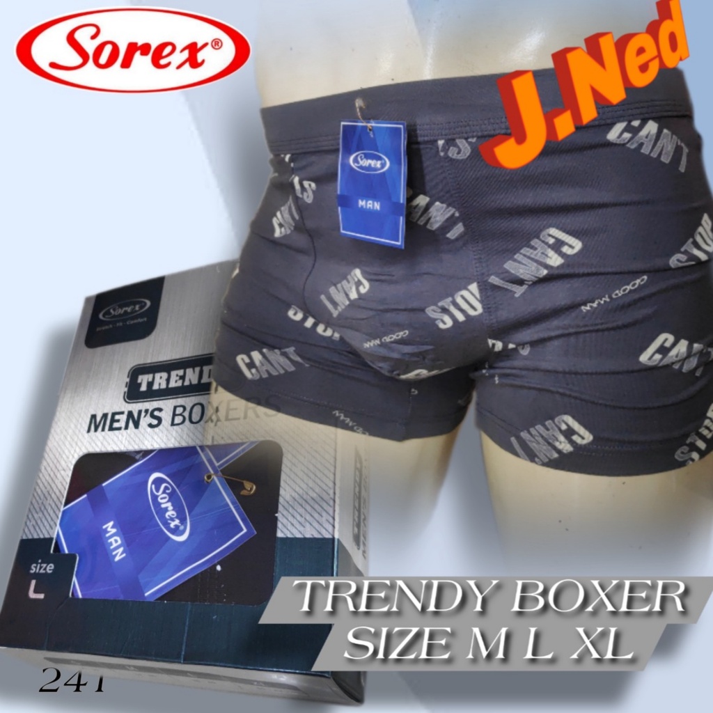 J241D HARGA 1BOX ISI 2 PCS BOXER PRIA SOREX MOTIF SIZE M - XL