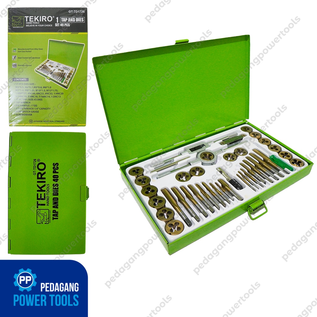 TEKIRO HAND TAP AND DIES SET 40 PCS SENAI ULIR DRAT BAUT MUR GT-TD1726