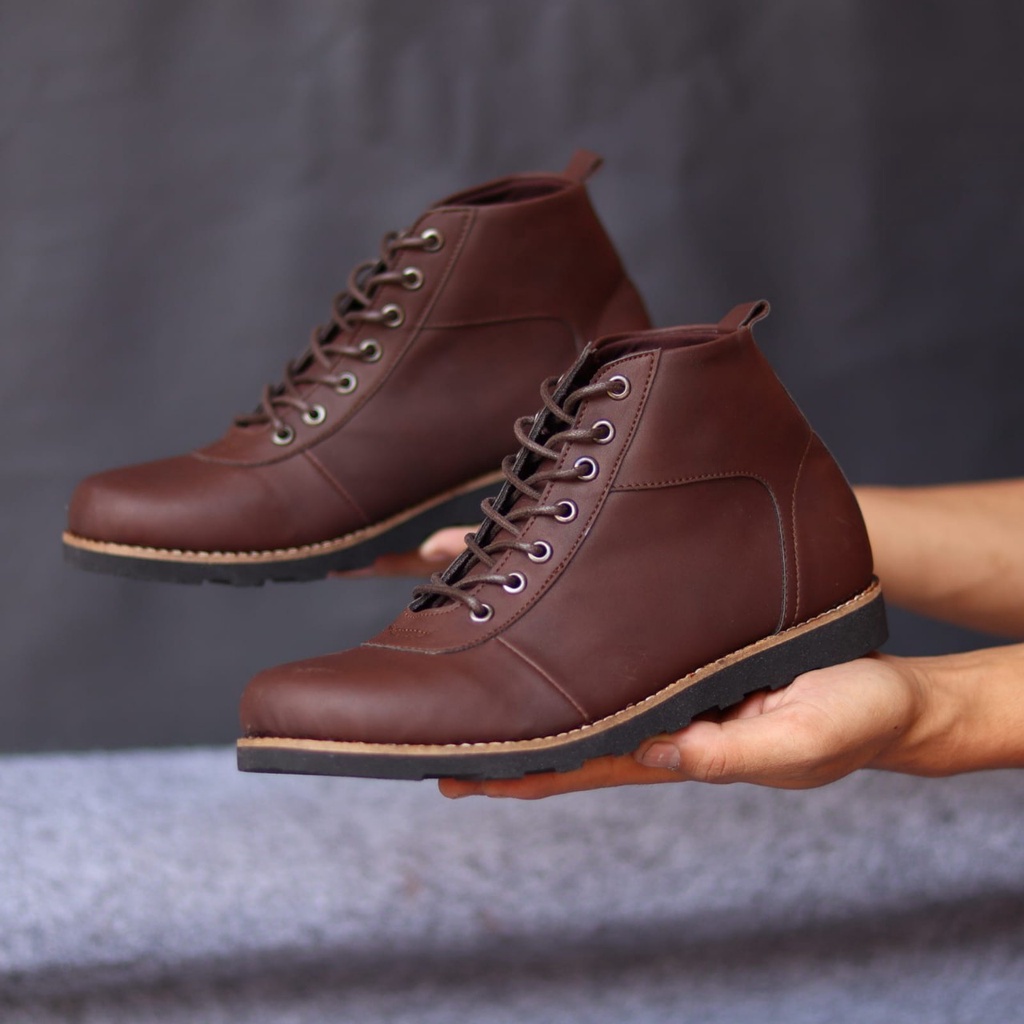BURAY - SEPATU BOOT FASHION PRIA KULIT ASLI ORIGINAL FORMAL CASUAL KASUAL KERJA KANTOR GURU KONDANGAN PNS MOTORAN TRANDY BERKUALITAS