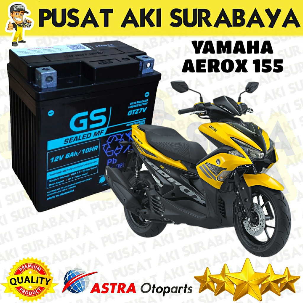 NEW ORIGINAL GS ASTRA GTZ7V 6 AH UNTUK SEPEDA MOTOR AEROX 155 DTRACKER LIBERTY SPRINT FREEGO MT 250 MTZ7V YTZ7V