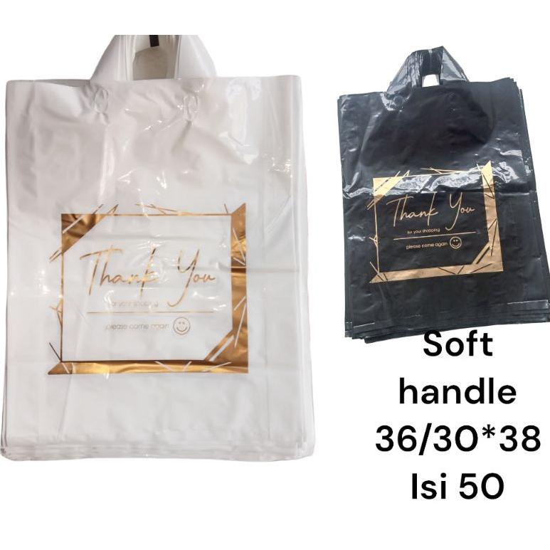 

ㅙ Kantong plastik PE Soft handle UK 36/30x38 (isi 50 pcs)Motif thank you kantong belanja kantong pakain kantong gamis TERMURAH 92F