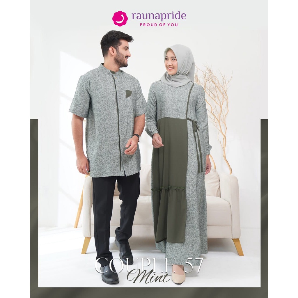 Couple 57 Rauna Mint Terbaru / RKK 57 - RGD 57 - RKK 57 PJ KC / Fashion Muslim Couple Rauna Terbaru