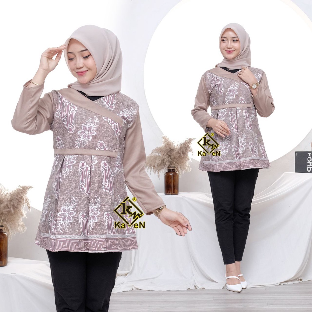 Baju Batik Wanita Modern Atasan Blouse Batik Kerja Wanita Kantor