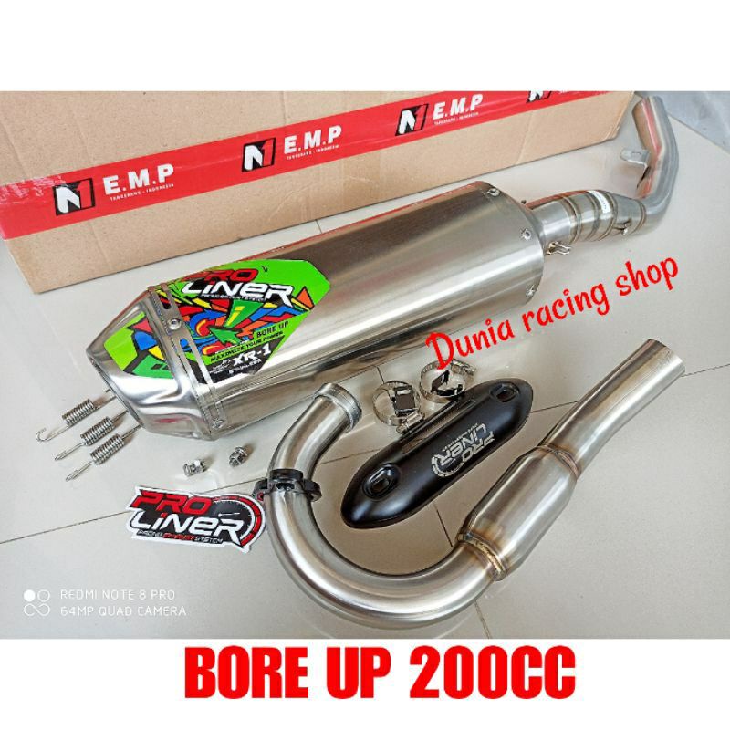 KNALPOT PROLINER XR-1 CRF/WRF/KLX/DTRACKER BORE UP 200CC DAN STANDAR KOMPETISI FULL SYSTEM STEINLES 