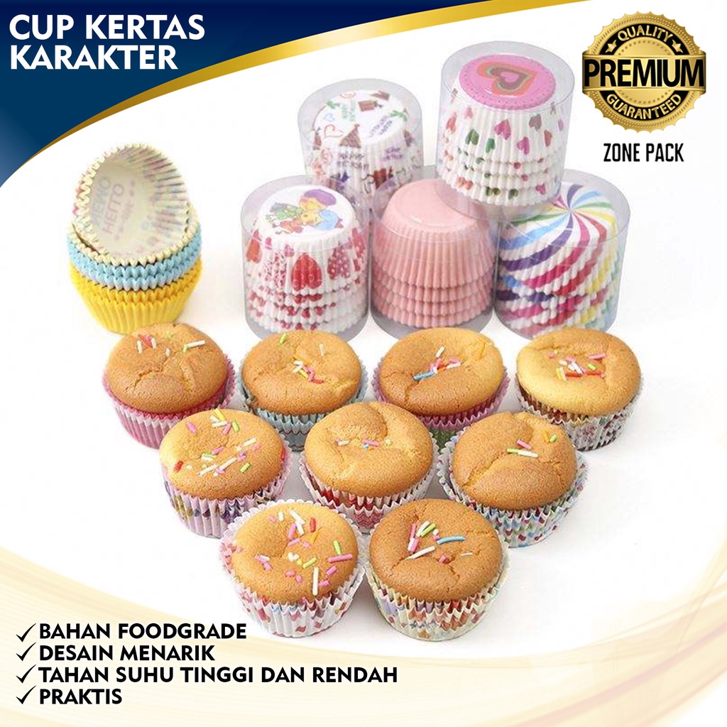 [100 PCS] Cup Kertas Karakter | Paper Cup CupCake Motif Karakter Lucu | Cup Cake Paper Cetakan Kue M