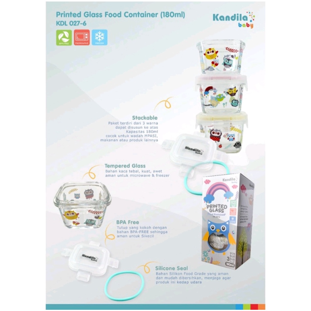 Kandila Baby Printed Glass Food Container 180ml KDL027-6