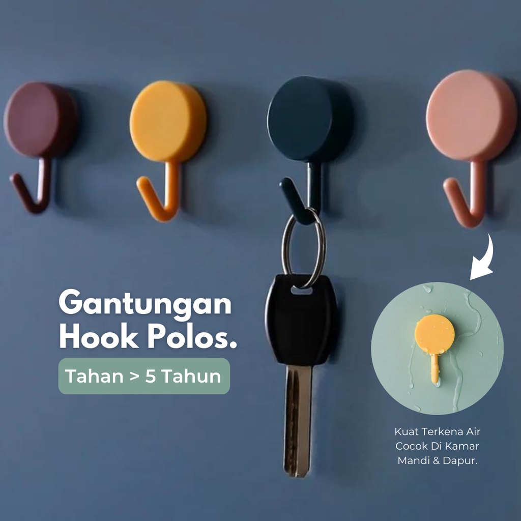 TRS - Gantungan Hook Tempel Gantungan Baju Dinding Serbaguna Kamar Mandi Dapur Gantungan Hook Bulat Polos