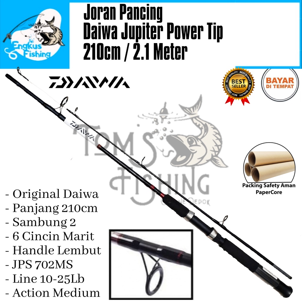 Joran Pancing Daiwa Jupiter Power Tip 702MS 210cm (10-25lb) Carbon Solid Original - Engkus Fishing