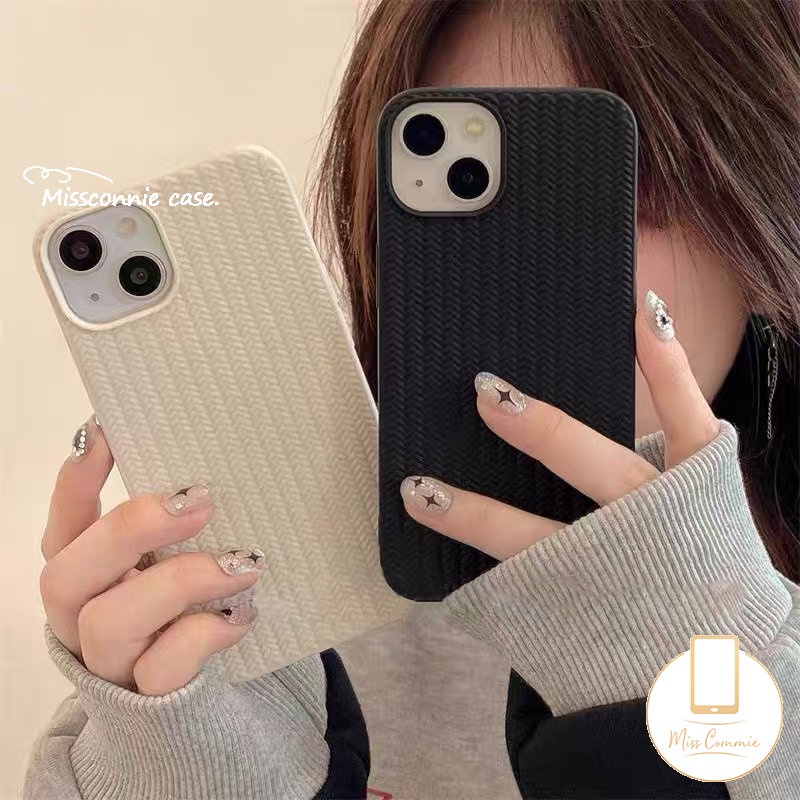 IPHONE Casing Pola Sweater Rajut Mewah Kompatibel Untuk Iphone6 6s 7 8 Plus X XR XS Max11 13 12 Pro Max SE 2020 Simple Warna Solid Lembut Tpu Cover