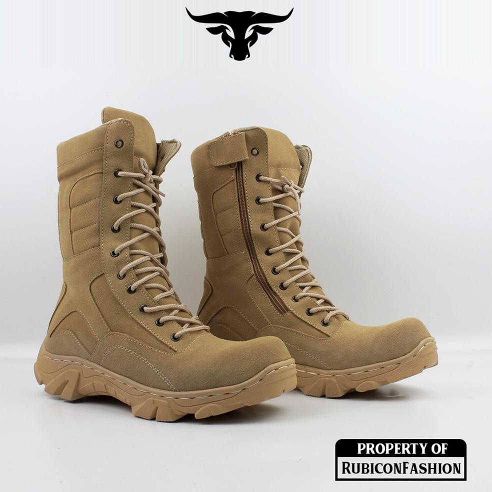 BOOMING RUBICON SEPATU PDL CREAM GURUN BOOTS TACTICAL PRIA TRACKING GAGAH SAFETY UJUNG BESI CYBER CR