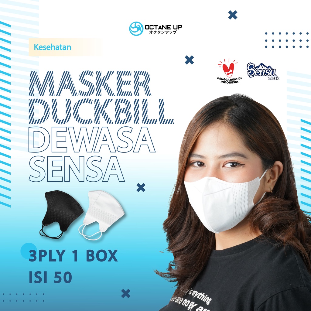Masker Duckbill Sensa 3ply Earloop 1 Box isi 50 pcs Premium Octane Up