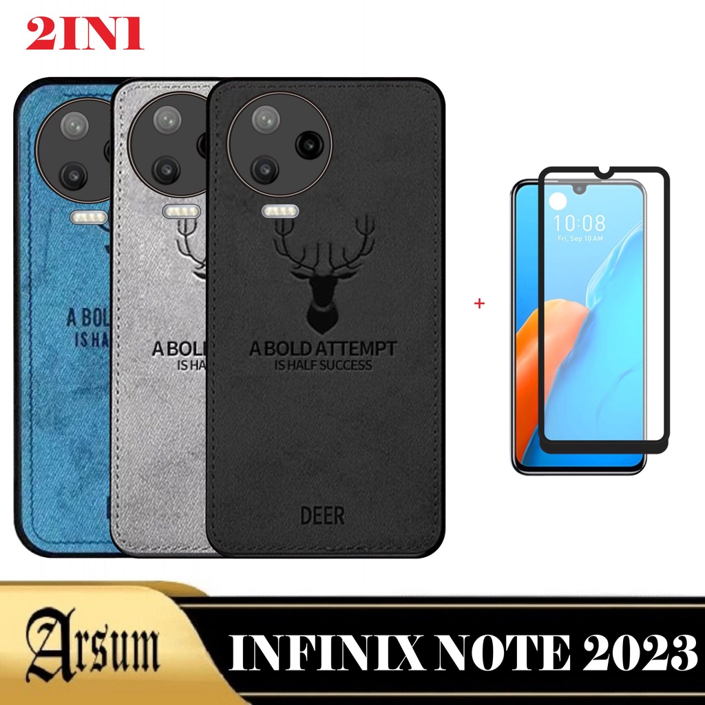 Case DEER Infinix Note 12 2023 Infinix Note 12 Pro 4G 2022 Softcase Motif Jeans Casing Handphone hardcase silicon terbaru Free Tempered Glass Layar