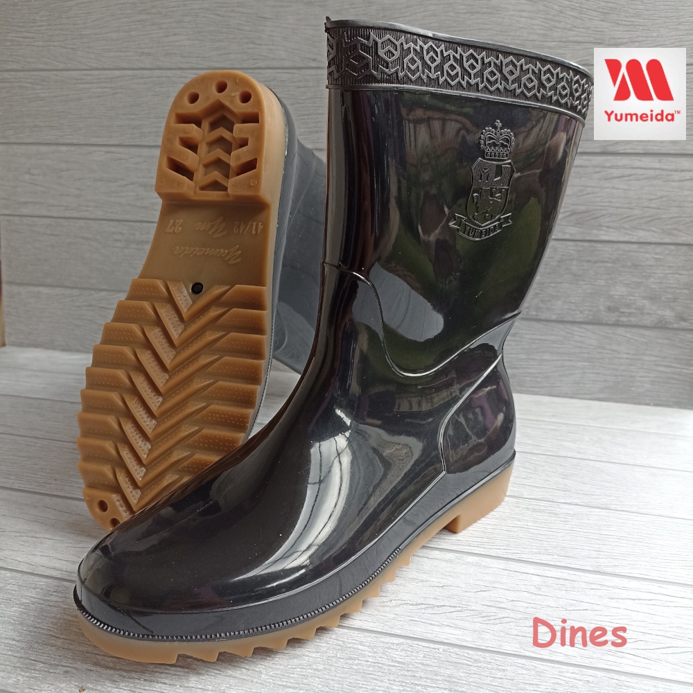 Yumeida Sepatu Boots Berkebun Sawah Bangunan Tahan Air Boot Kerja Proyek Spatu Bot Karet Anti Slip Boat Sapatu But Petani Bots Kebun Warna Hitam Buts Hujan Outdoor Pendek Pria Wanita