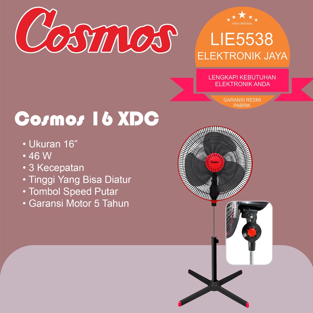 Stand fan COSMOS 16 XDC / kipas angin berdiri 16&quot;