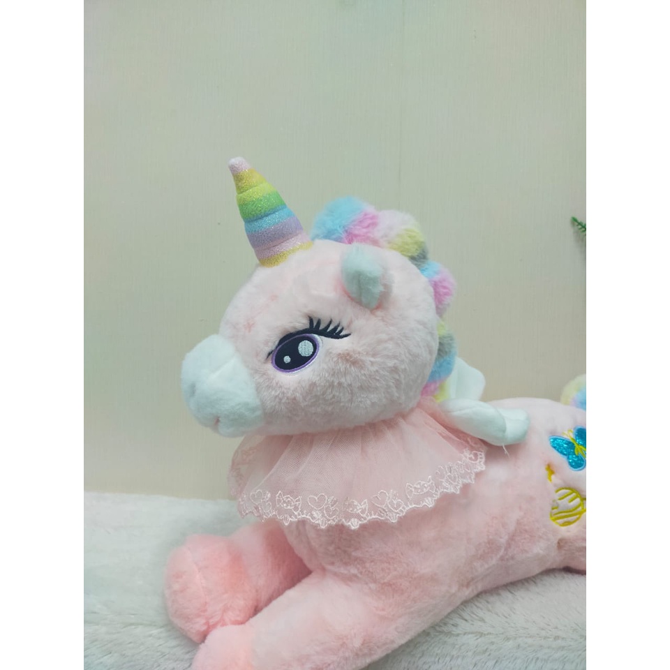 Boneka Laying Unicorn Size 11&quot;/22cm/boneka anak lucu/boneka karakter/boneka kuda unicorn/