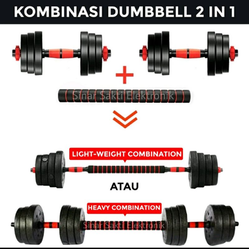 Dumbell Barbel 20kg 20 Kg 1 Set Dumbel Peralatan Fitness Alat Olahraga Angkat Beban Rumah