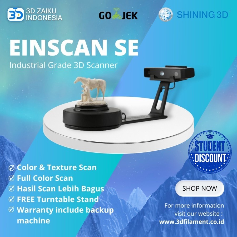 Einscan SE Industrial Grade 3D Scanner Bergaransi Resmi