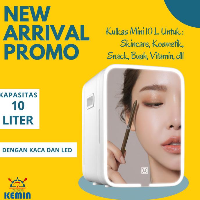 Kulkas mini kulkas skincare kosmetik mini fridge Mirror LED 10 Liter