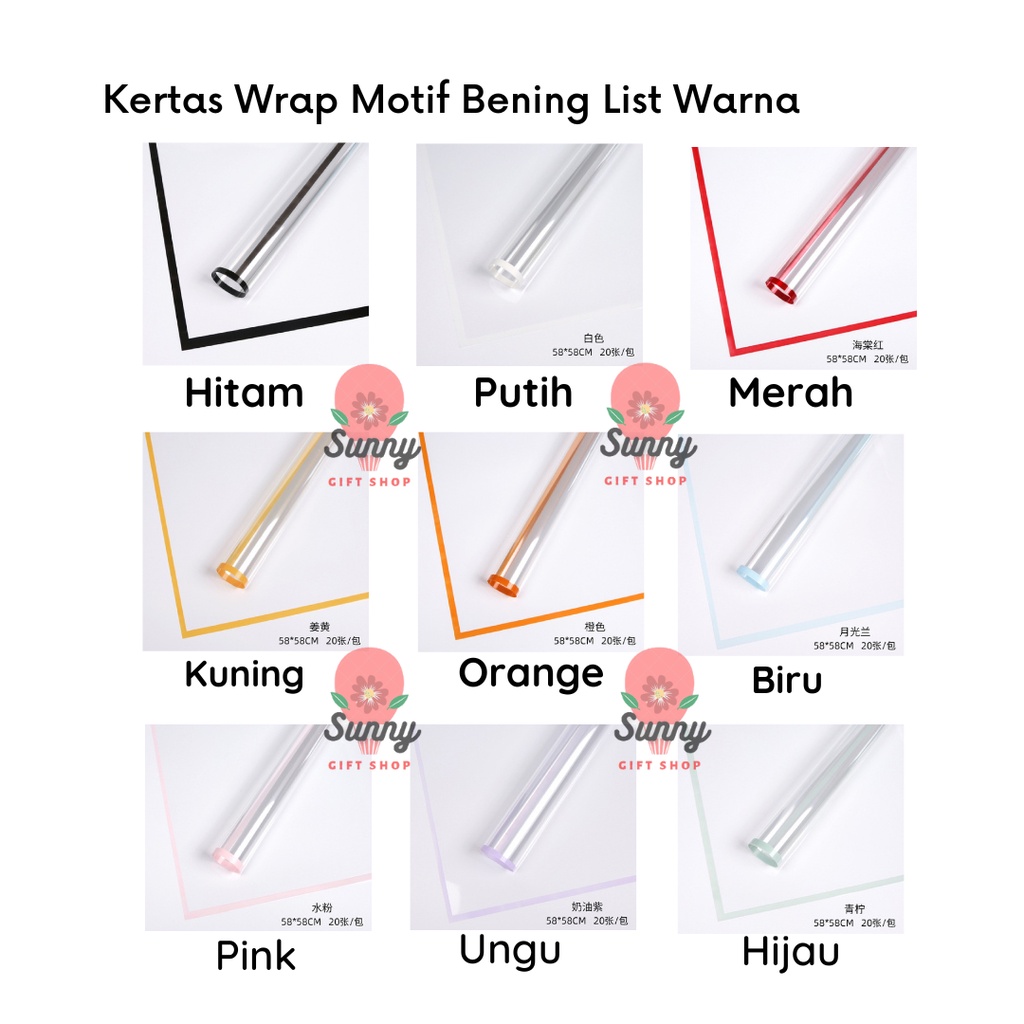 

Kertas Wrap Motif Bening List Warna / WRAP BENING LIST / Flower Wrap / Kertas Bunga / Bunga Buket / Kertas Wrap Bunga