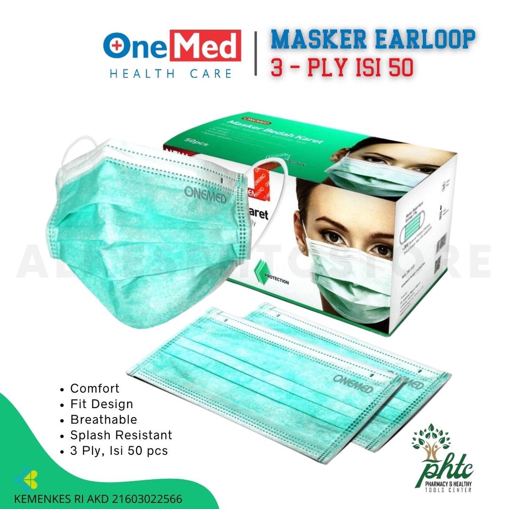 ONEMED Masker 3 Ply Earloop Medis / Surgical Mask Onemed Isi 50